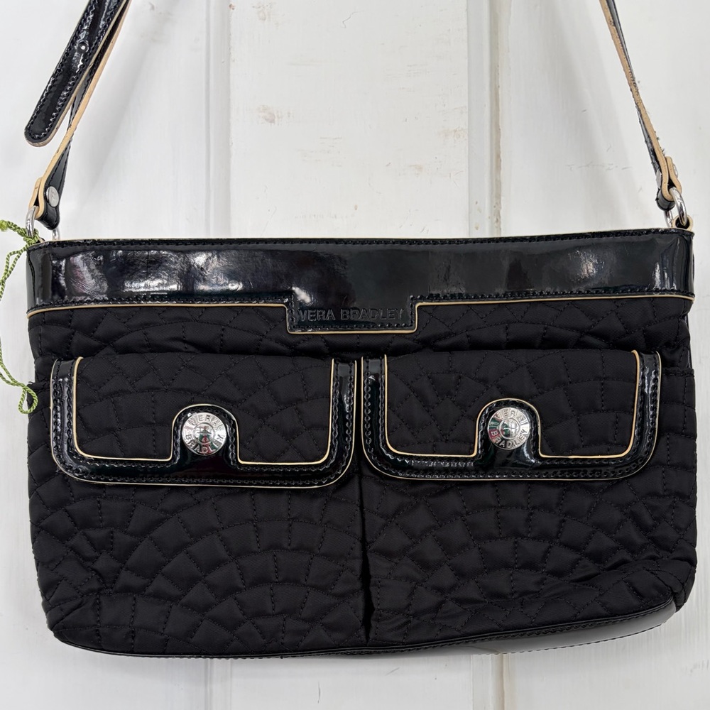 Vera Bradley Cest La Vie Black Quilted Crossbody with Patent Trim